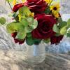 elegant red rose and eucalyptus